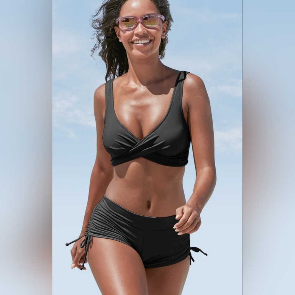 Venus Lovely Lift Wrap Black Bikini Top Women's Size Small 4-6 Fits B-D cups